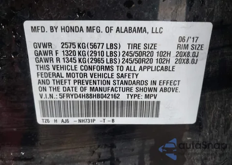2017 Acura Mdx Advance Package z USA, uszkodzony, nr VIN 5FRYD4H88HB042162